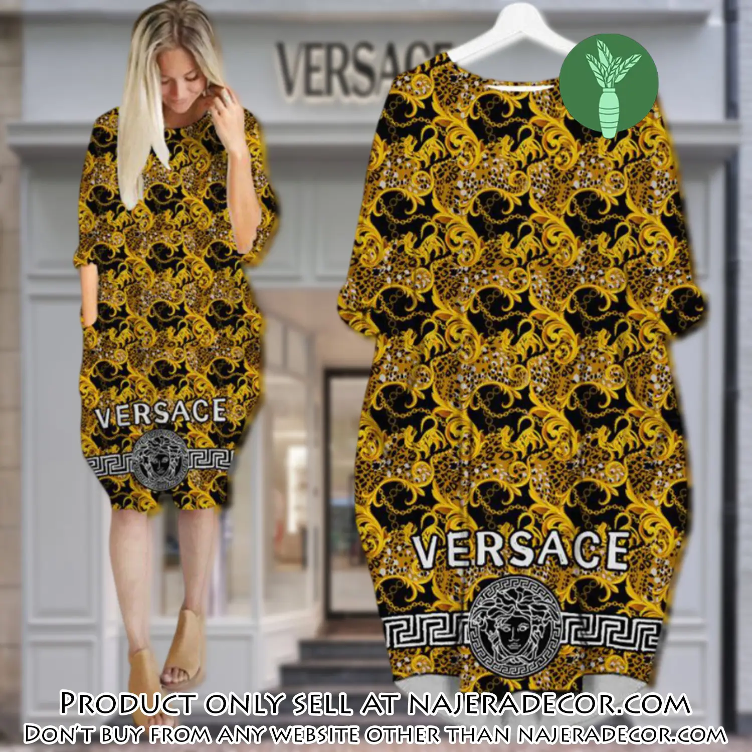 Gianni versace gold batwing pocket dress luxury brand for women pd061 njr3026523